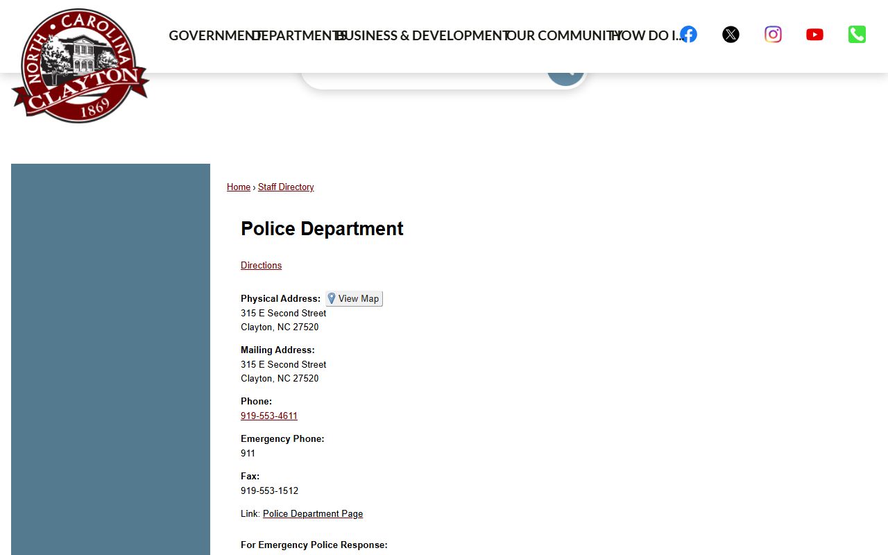 Clayton phone directory public safety police contacts