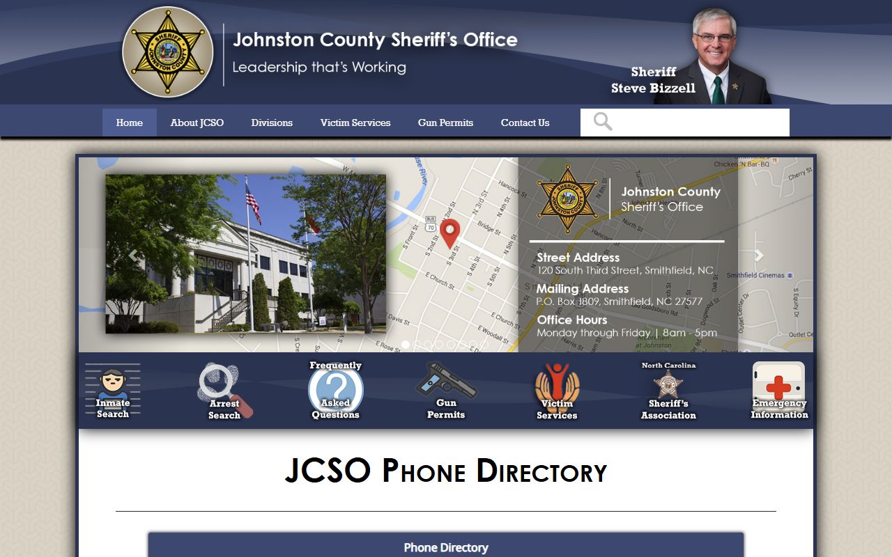 Clayton phone directory Johnston County Sheriff contact numbers