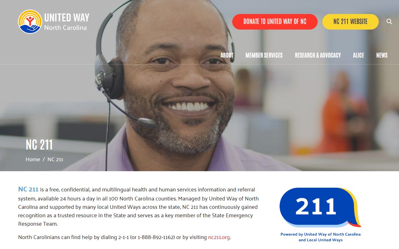 Clayton phone codes NC 211 United Way service page